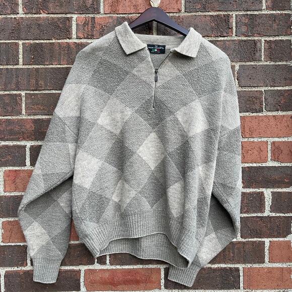 The Italian sweater co. Mens quarter zip pullover sz large knit wool blend Italy - Picture 2 of 12